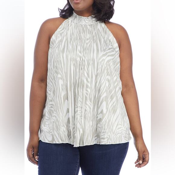 The Limited Zebra Print Halter Top - Tan/White - Size 1X - NWT - Picture 1 of 6